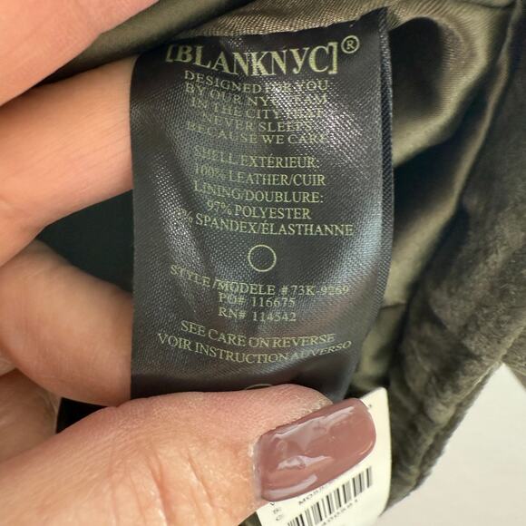 Women's Blank NYC Olive Green 100% Leather Suede Motorcycle Jacket Size XS NEW - Picture 5 of 13